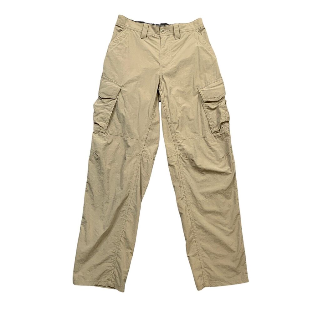 REI Pants Mens 30 Brown Nylon Sahara Cargo Pockets Elastic Waist Outdoor Hiking